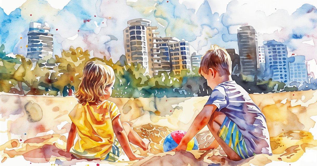 children-playing-street-watercolor